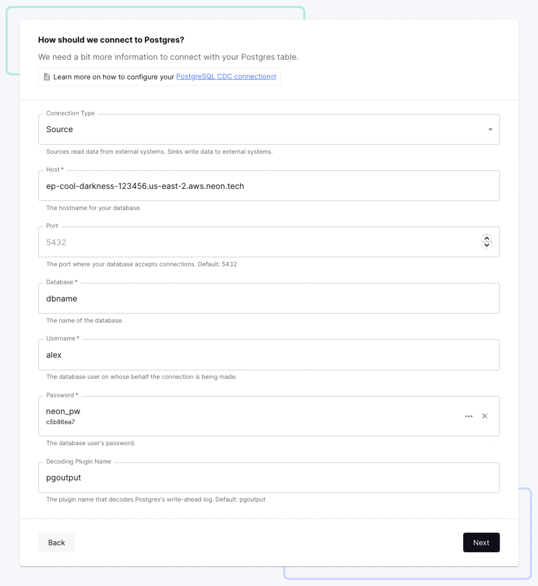 Creating a source connector in Decodable